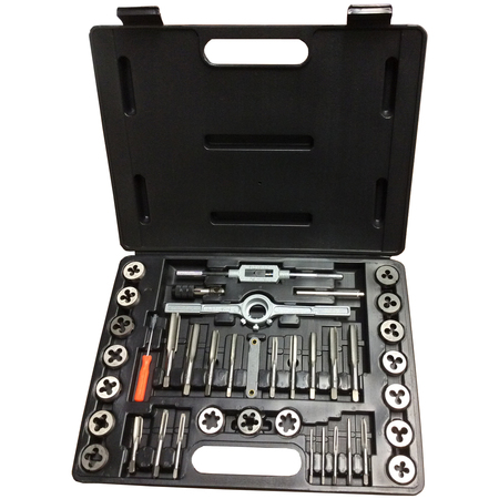 DRILL AMERICA #4-1/2" Carbon Steel Tap and Die Set with Round Die DWT40PC-ROUND